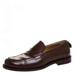 Gucci Brown Leather Penny Loafers Size 43.5