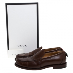 Gucci Brown Leather Penny Loafers Size 43.5