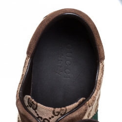 Gucci Beige/Brown GG Canvas And Suede Ace Vintage Web Lace Up Sneakers Size 43