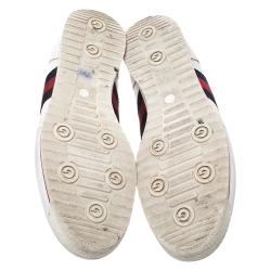Gucci White Micro Guccissima Leather Web Detail Sneakers Size 44.5