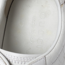 Gucci White Micro Guccissima Leather Web Detail Sneakers Size 44.5