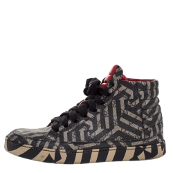 Gucci Black/Beige GG Supreme Canvas Caleido High Top Sneakers Size 42