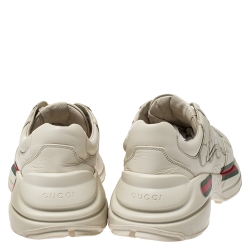 Gucci Ivory Leather Rhyton Vintage Logo Platform Sneakers Size 40