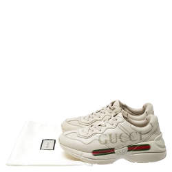 Gucci Ivory Leather Rhyton Vintage Logo Platform Sneakers Size 40