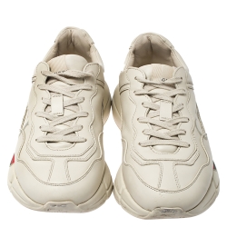 Gucci Ivory Leather Rhyton Vintage Logo Platform Sneakers Size 40