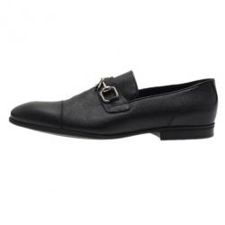 Pre Owned Gucci Black Leather Horsebit Loafers Size 44.5
