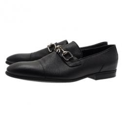 Pre Owned Gucci Black Leather Horsebit Loafers Size 44.5