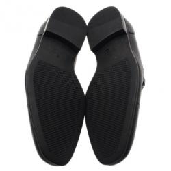 Pre Owned Gucci Black Leather Horsebit Loafers Size 44.5