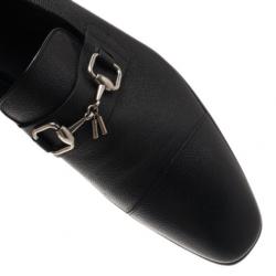 Pre Owned Gucci Black Leather Horsebit Loafers Size 44.5