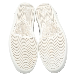 Pre Owned Gucci GG Black Leather Web Detail Low Top Sneakers Size 43