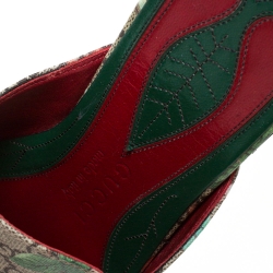 Pre Owned Gucci Beige GG Canvas Princetown Horsebit Tian Print Flat Mules Size 40