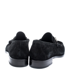 Pre Owned حذاء لوفرز غوتشي هورسبيت سويدي و جلد أسود مقاس 41.5