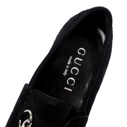 Pre Owned حذاء لوفرز غوتشي هورسبيت سويدي و جلد أسود مقاس 41.5