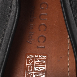 Pre Owned Gucci Black Leather Web Detail Loafers Size 42
