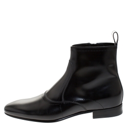 Gucci Black Leather Ankle Boots Size 43 