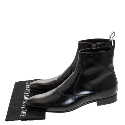 Gucci Black Leather Ankle Boots Size 43 