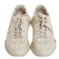 Gucci Ivory Leather Rhyton Vintage Logo Platform Sneakers Size 41