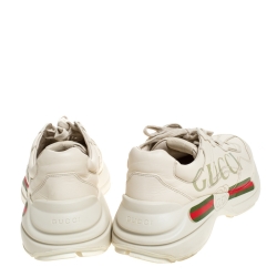 Gucci Ivory Leather Rhyton Vintage Logo Platform Sneakers Size 41