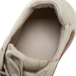 Gucci Ivory Leather Rhyton Vintage Logo Platform Sneakers Size 41