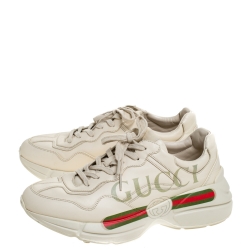 Gucci Ivory Leather Rhyton Vintage Logo Platform Sneakers Size 41