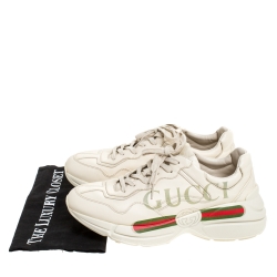 Gucci Ivory Leather Rhyton Vintage Logo Platform Sneakers Size 41