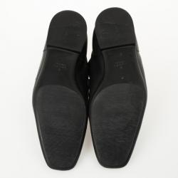 Pre Owned Gucci Black Leather Web Detail Drivers Size 42