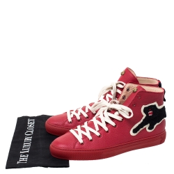 Pre Owned حذاء رياضي غوتشي آلتا كودا جلد أسود تفاصيل مخططة رقبة مرتفعة مقاس 40