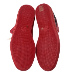 Pre Owned حذاء رياضي غوتشي آلتا كودا جلد أسود تفاصيل مخططة رقبة مرتفعة مقاس 40