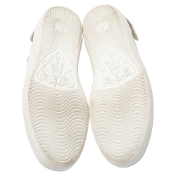 Gucci White Leather, Python Trim And Web Detail Lion Patch Ace High Top Sneakers Size 42.5