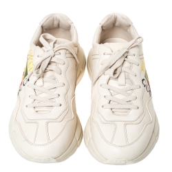 Pre Owned حذاء رياضي غوتشي رهيتون فينتدج شعار الماركة نعل سميك جلد عاجي مقاس 41