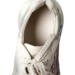 Gucci Ivory Distressed Leather Rhyton Mouth Print Platform Sneakers Size 41.5