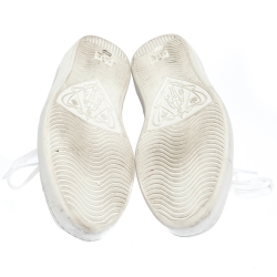 Pre Owned Gucci White Leather Ace Web Bee Low Top Sneakers Size 44