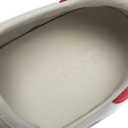 Pre Owned Gucci White Leather Ace Web Bee Low Top Sneakers Size 44