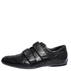 مملوكة مسبقًا حذاء رياضي غوتشي جلد غوتشيسيما أسود لازق فيلكرو مقاس 43.5