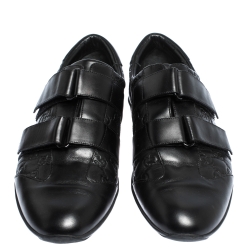 مم لوكة مسبقًا حذاء رياضي غوتشي جلد غوتشيسيما أسود لازق فيلكرو مقاس 43.5