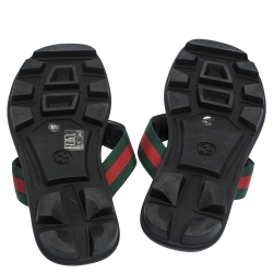 Gucci Black GG Leather Web Detail Thong Flats Size 42.5
