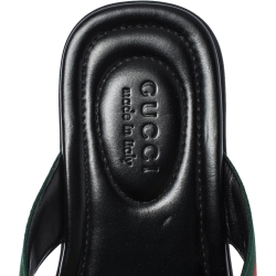 Gucci Black GG Leather Web Detail Thong Flats Size 42.5