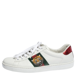 Leather low trainers Gucci White size 41 EU in Leather - 16370682