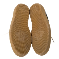 Pre Owned Gucci Black/Brown Leather and Suede Web Detail Lace Up Sneakers Size 44.5