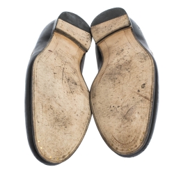 Gucci Black Leather Jordaan Horsebit Loafers Size 44