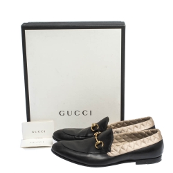 Gucci Black Leather Jordaan Horsebit Loafers Size 44