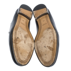 Gucci Black Leather Jordaan Horsebit Loafers Size 40