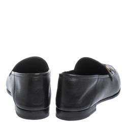 Gucci Black Leather Jordaan Horsebit Loafers Size 40