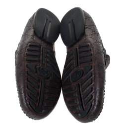 Pre Owned Gucci Dark Brown Guccissima Leather Penny Loafers Size 41