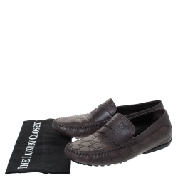 Pre Owned Gucci Dark Brown Guccissima Leather Penny Loafers Size 41