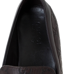 Pre Owned Gucci Dark Brown Guccissima Leather Penny Loafers Size 41