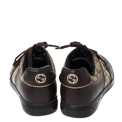 Gucci Brown/Beige GG Canvas and Leather Low Top Sneakers Size 43
