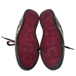 Gucci Brown/Beige GG Canvas and Leather Low Top Sneakers Size 43