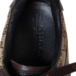 Gucci Brown/Beige GG Canvas and Leather Low Top Sneakers Size 43