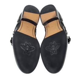 Gucci Black Brogue Leather Queercore Studded Brogue Derby Monk Size 40.5
